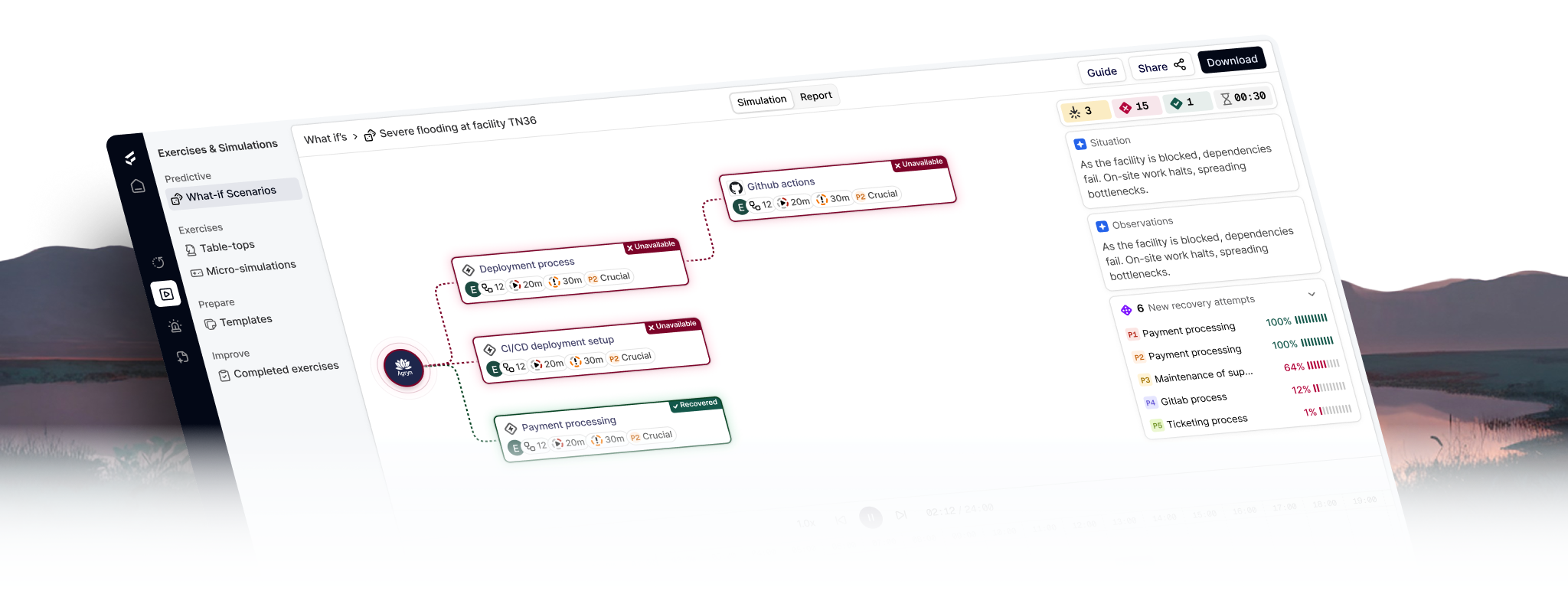 Exercise & Simulation platform screenshot